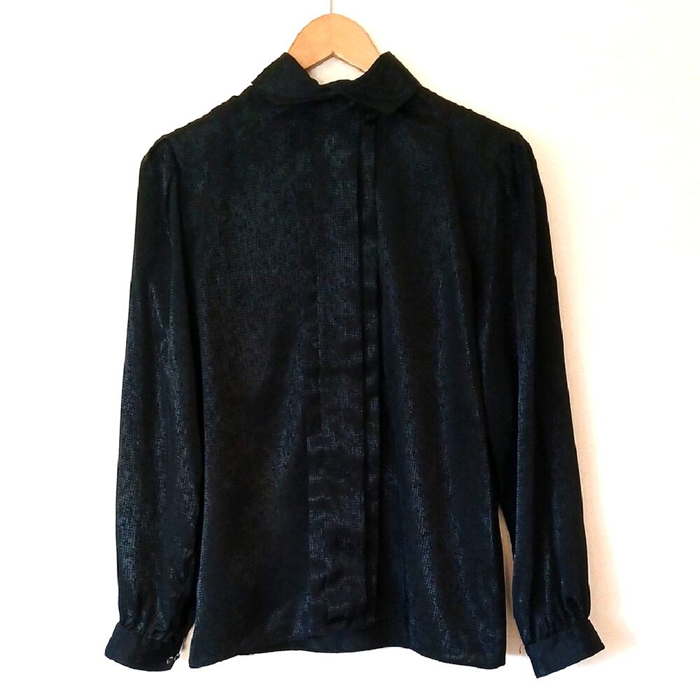 Vintage Gailord Black High Neck Blouse 80s 90s Gothic